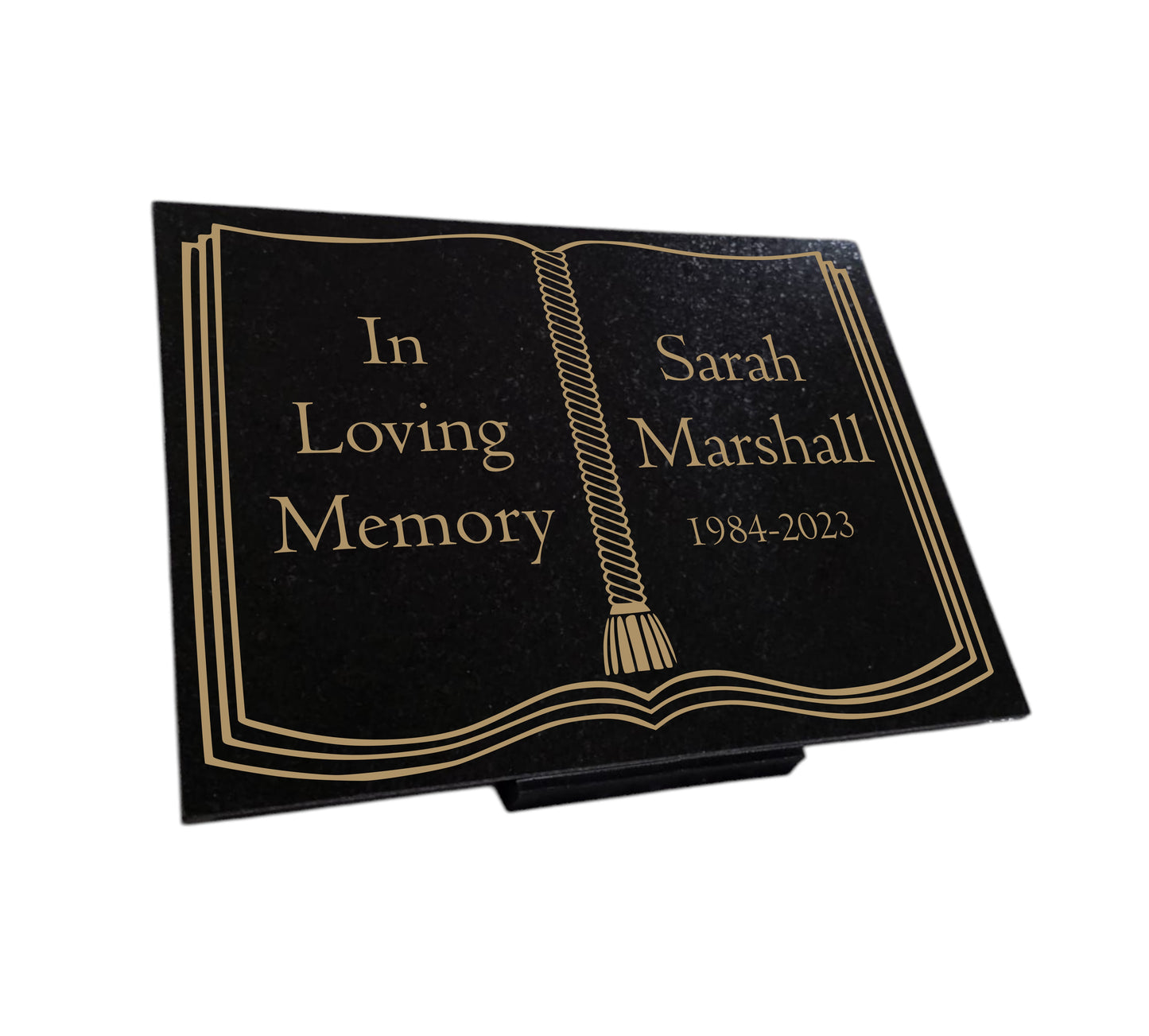 Granite Memorial Plaque, Book/Bible Design, Personalised Engraved Tribute