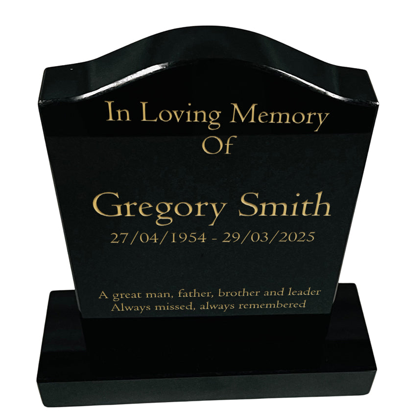 Granite Memorial Ogee Headstone – Small Size- Free Personalised Engraving