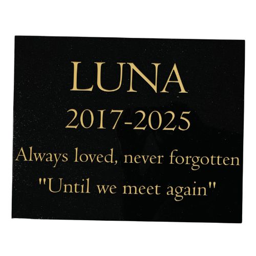 Cat Memorial Plaque – Premium Black Granite (Plain Solid Design) – Available in Standard & Large Sizes