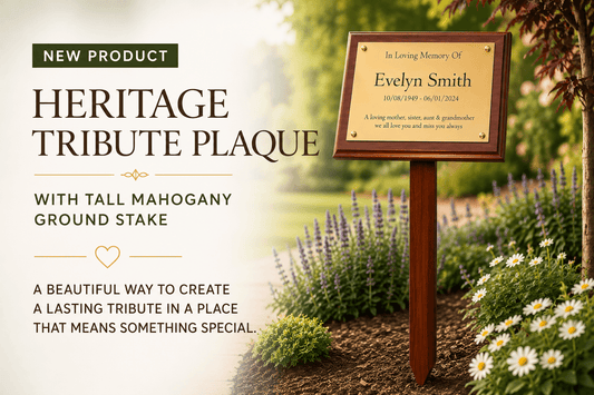Introducing Our New Heritage Tribute Plaque with Tall Mahogany Ground Stake