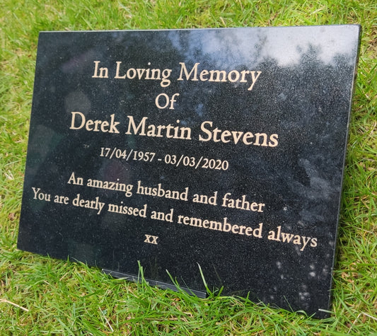 Granite Memorial Plaque, Personalised, Stand Included