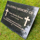 Granite Memorial Plaque, Cross, Personalized, Stand Included