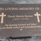 Granite Memorial Plaque, Cross, Personalized, Stand Included