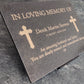 Granite Memorial Plaque, Cross, Personalized, Stand Included