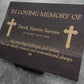 Granite Memorial Plaque, Cross, Personalized, Stand Included