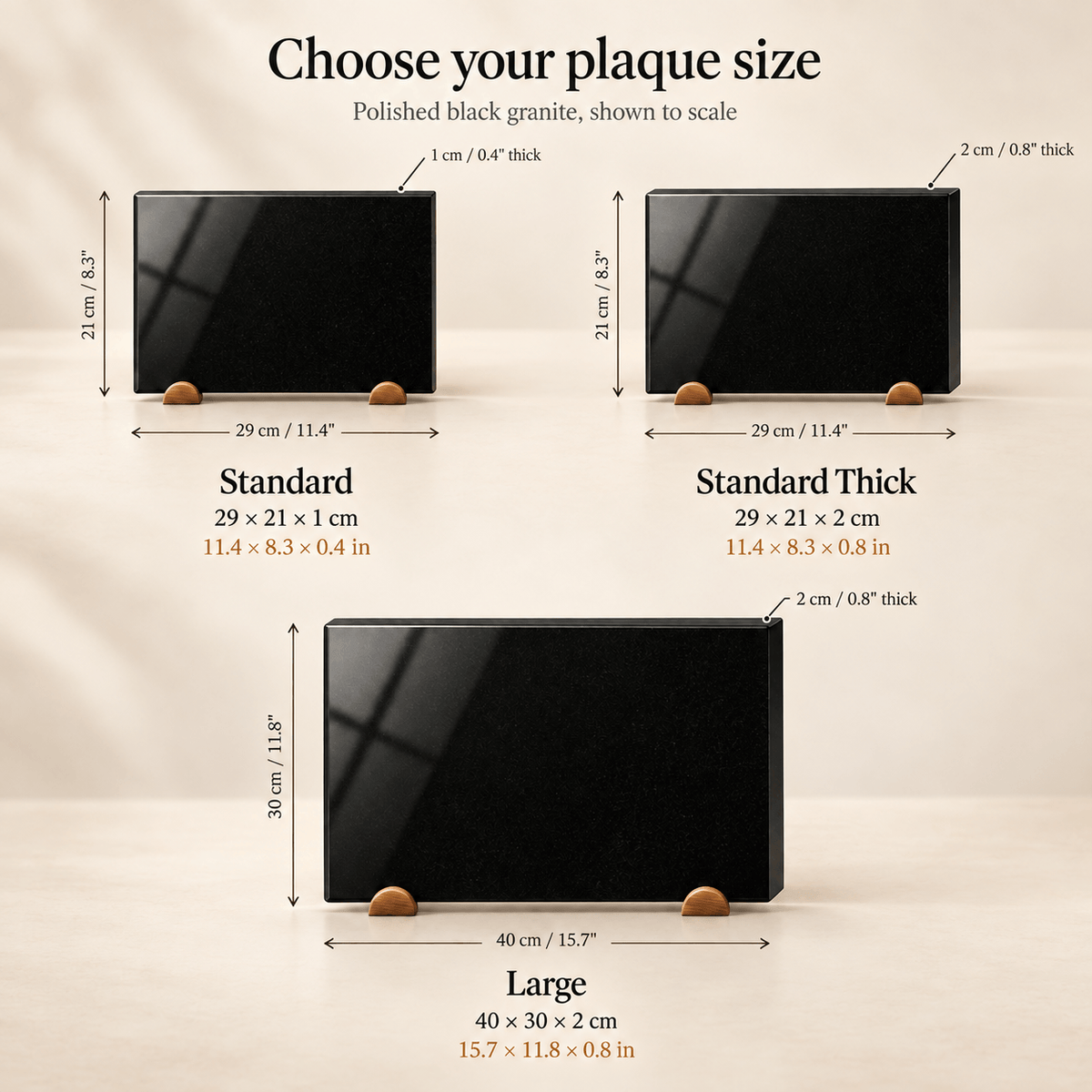 Granite Memorial Plaque for Two Names, Free Personalised Gold Engraving, Polished Granite