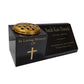 Granite Memorial Vase and Plaque Combination – Cross Design, Solid Granite (16x6x6”) with Flower Pot Insert
