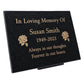 Granite Memorial Plaque, Roses, Personalized, Stand Included
