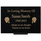 Granite Memorial Plaque, Roses, Personalized, Stand Included
