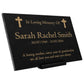 Granite Memorial Plaque, Crosses, Personalized, Stand Included
