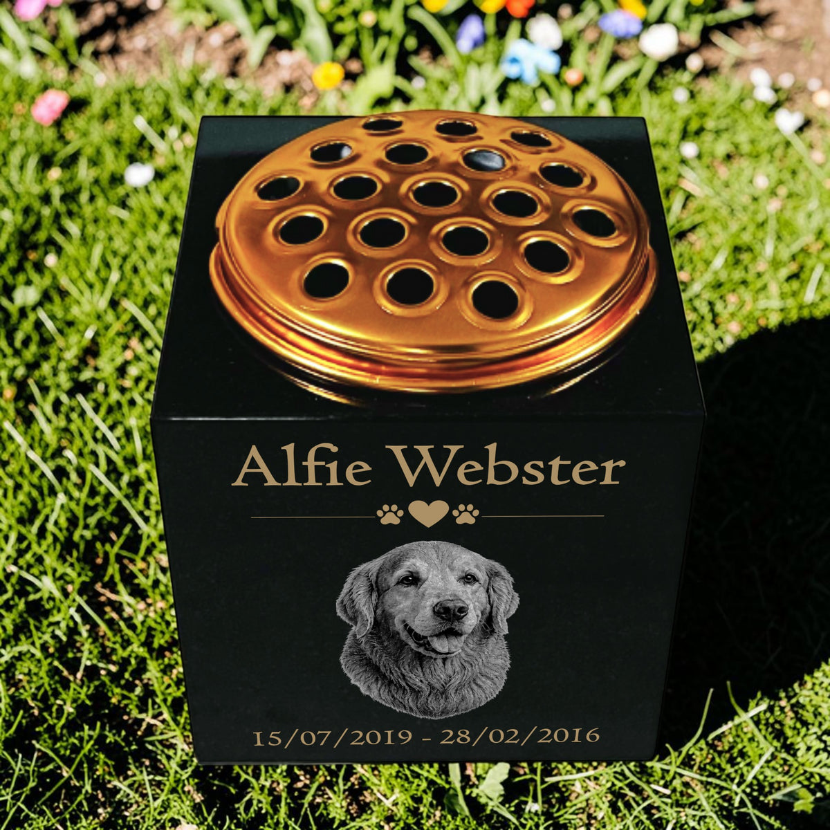 Dog Memorial Granite Photo Vase