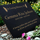 Granite Memorial Plaque, Feather, Personalized, Stand Included