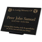 Granite Memorial Plaque, Soccer Ball, Stand Included