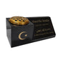 Granite Memorial Vase and Plaque Combination – Islamic Design 1, Solid Granite (16x6x6”) with Flower Pot Insert