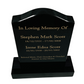 Granite Memorial Ogee Headstone for Two Names, Free Personalised Gold Engraving, Polished Black Granite