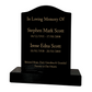 Granite Memorial Ogee Headstone for Two Names, Free Personalised Gold Engraving, Polished Black Granite