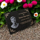 Granite Memorial Plaque, Flowers, Add a Portrait, Personalized Text and Stand Included