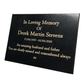 Granite Memorial Plaque, Personalized, Stand Included