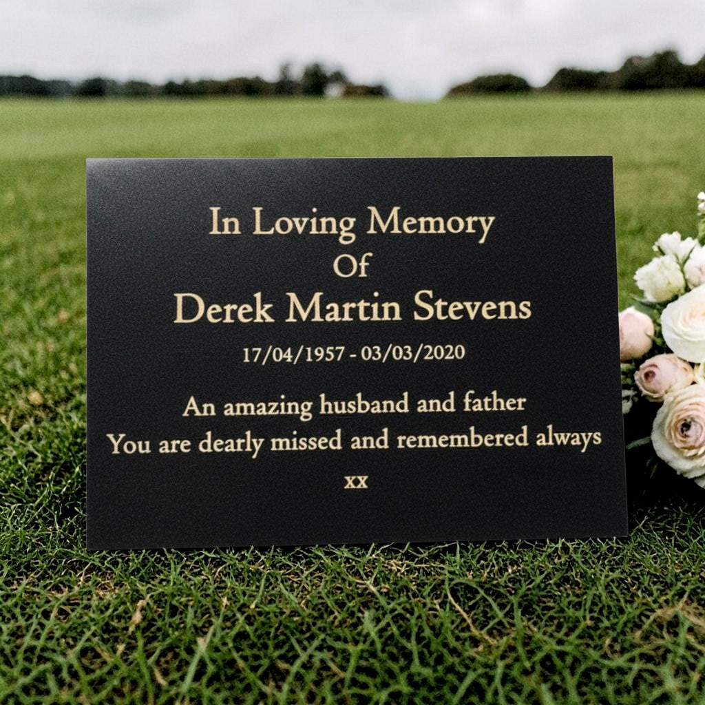 Granite Memorial Plaque, Personalized, Stand Included