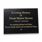 Granite Memorial Plaque, Personalized, Stand Included