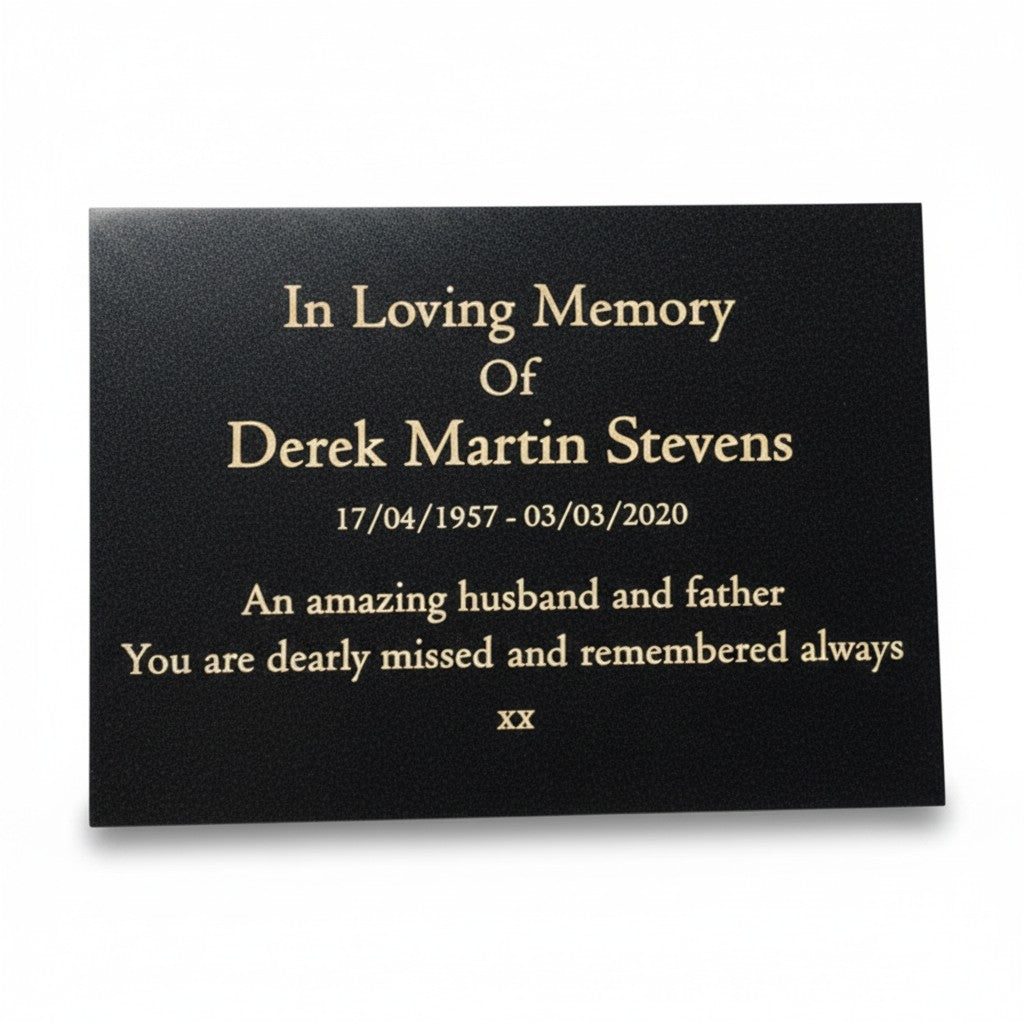 Granite Memorial Plaque, Personalized, Stand Included