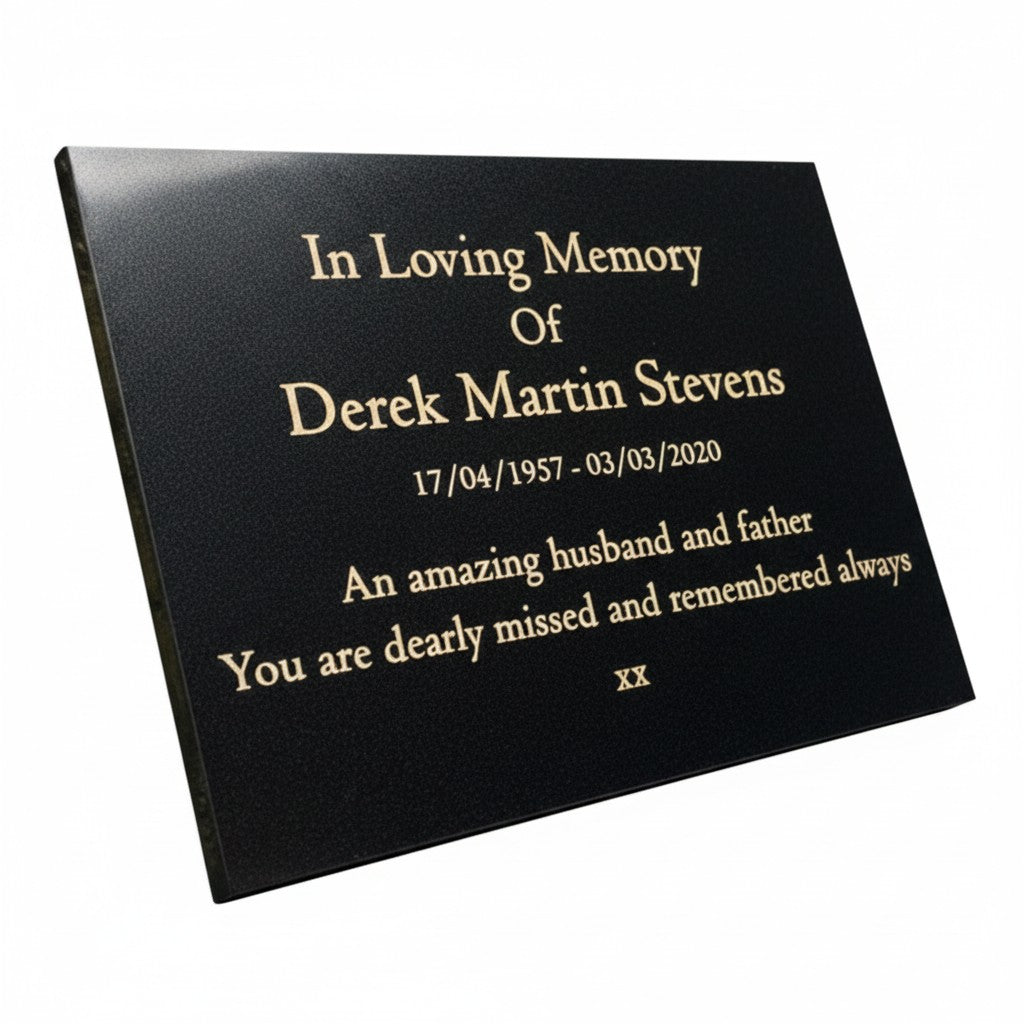 Granite Memorial Plaque, Personalized, Stand Included