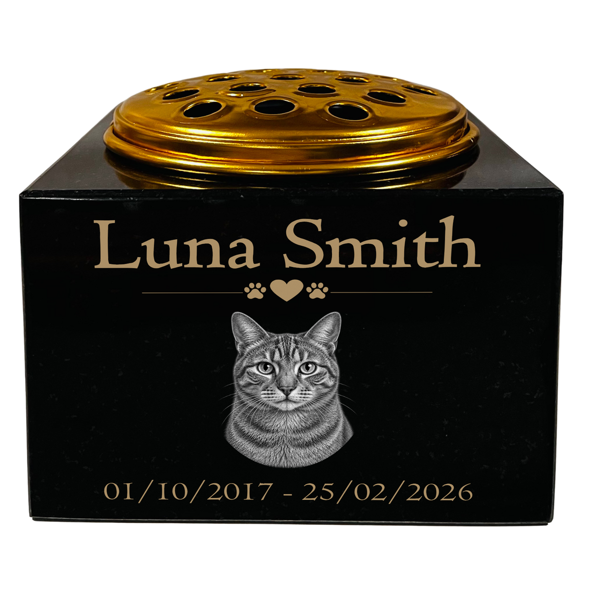 Cat Memorial Granite Photo Small Vase