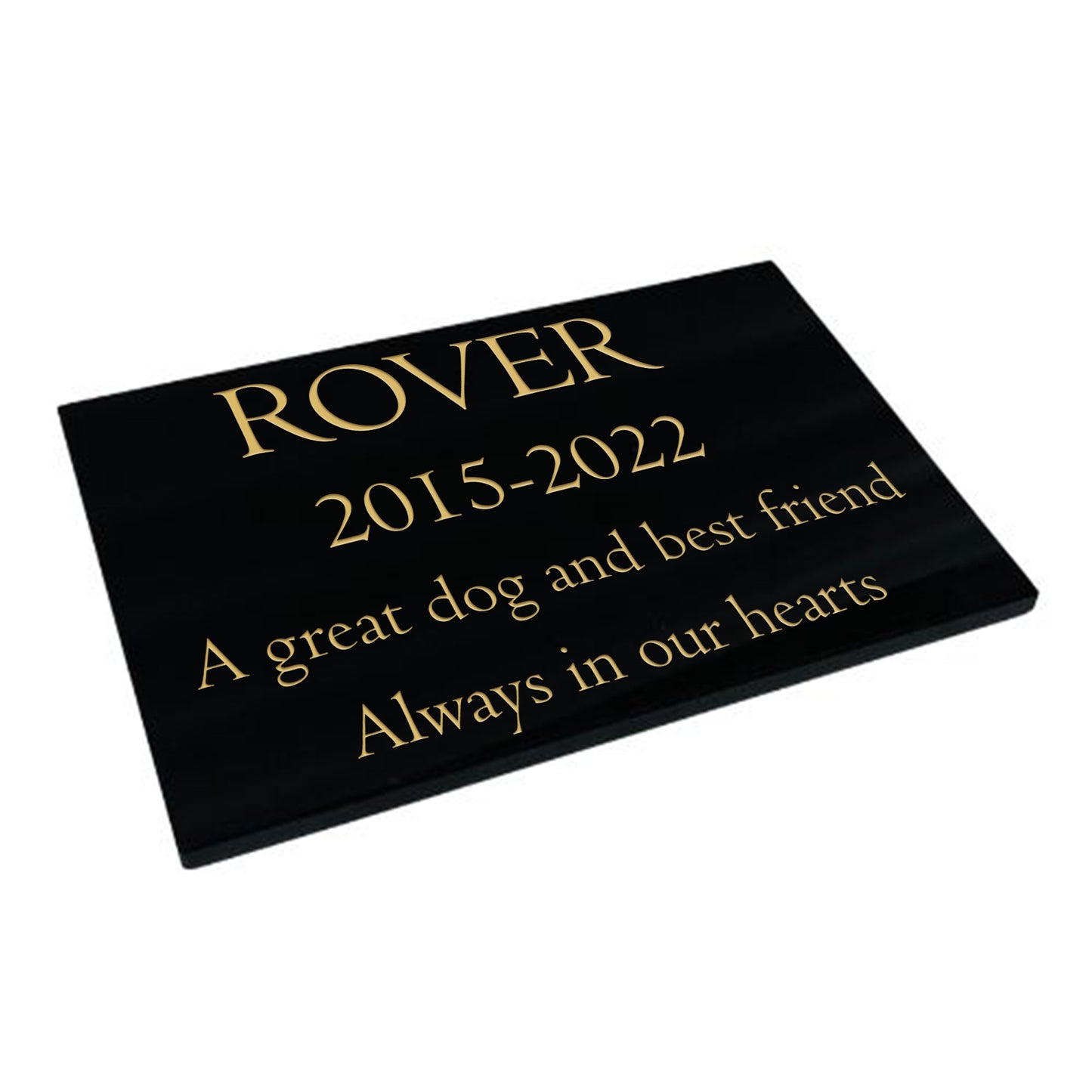 Dog Memorial Plaque – Plain Solid Premium Black Granite - Available in Standard & Large Sizes