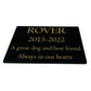 Dog Memorial Plaque – Plain Solid Premium Black Granite - Available in Standard & Large Sizes