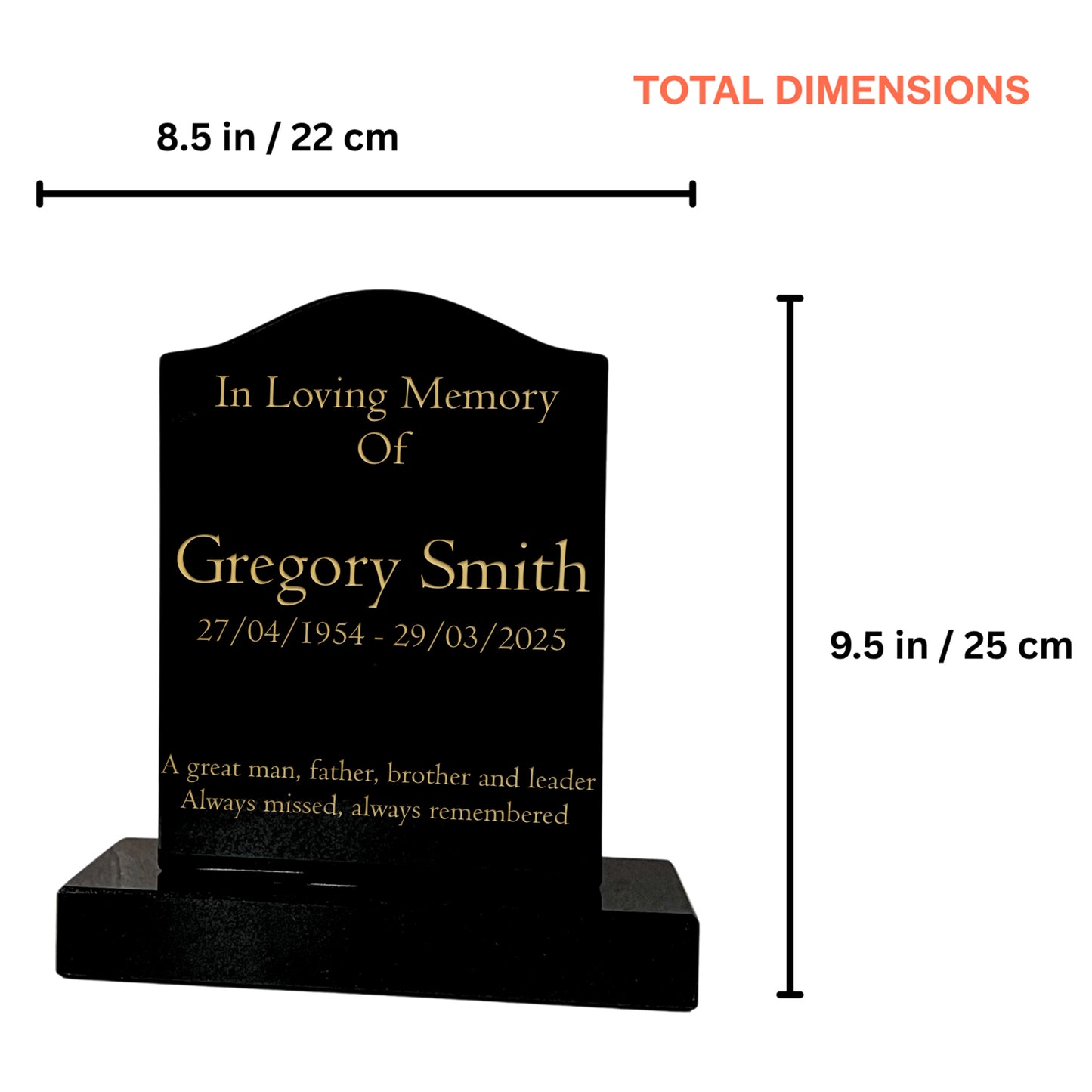 Granite Memorial Ogee Headstone – Small Size- Free Personalised Engraving