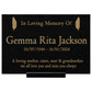 Granite Memorial Plaque, Feather, Personalized, Stand Included