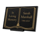 Granite Memorial Plaque, Book, Bible, Stand Included