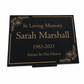 Granite Memorial Plaque, Floral Border, Stand Included
