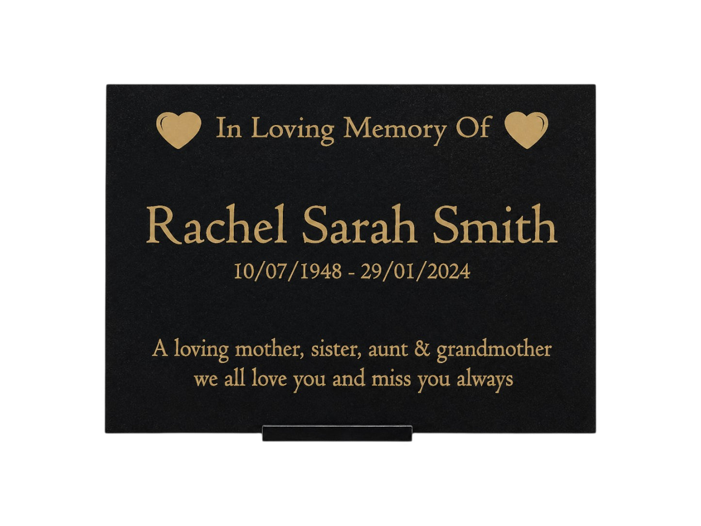 Granite Memorial Plaque, Heart, Personalized, Stand Included