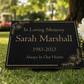 Granite Memorial Plaque, Floral Border, Stand Included