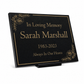 Granite Memorial Plaque, Floral Border, Stand Included