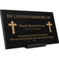 Granite Memorial Plaque, Cross, Personalized, Stand Included